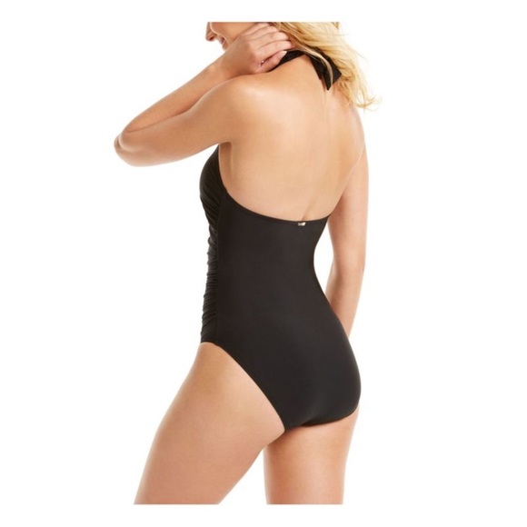 Calvin Klein Black One-Piece Swimsuit with Halter Neck size 16 - Picture 2 of 4